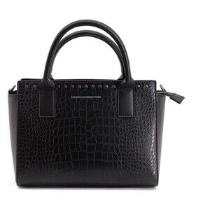 French Connection Jessamy Croco Satchel Black NWT